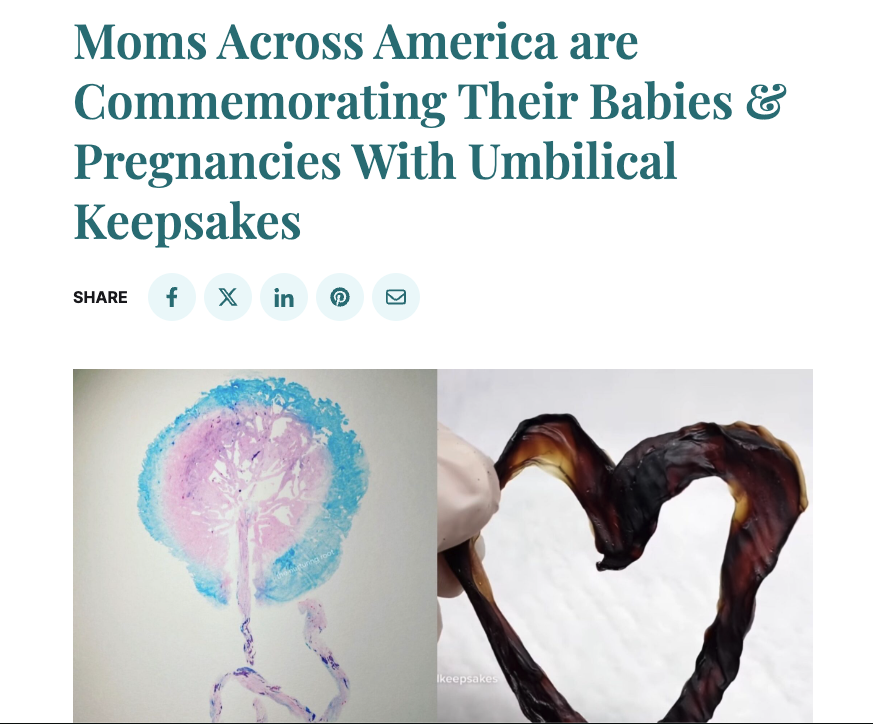 Cafe Mom article preview about umbilical cord keepsakes
